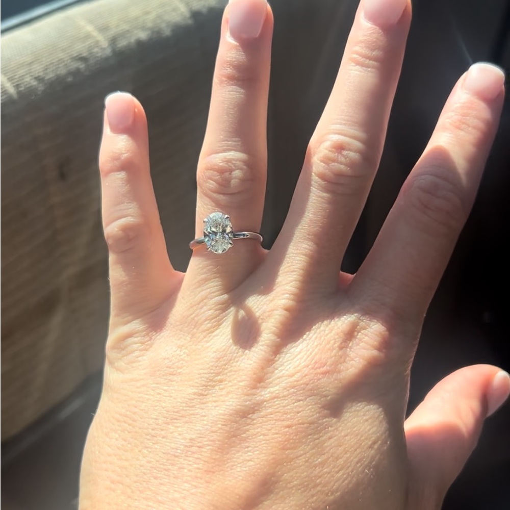2 Carat Oval with hidden halo engagement ring G/VS1 have paperwork for it.